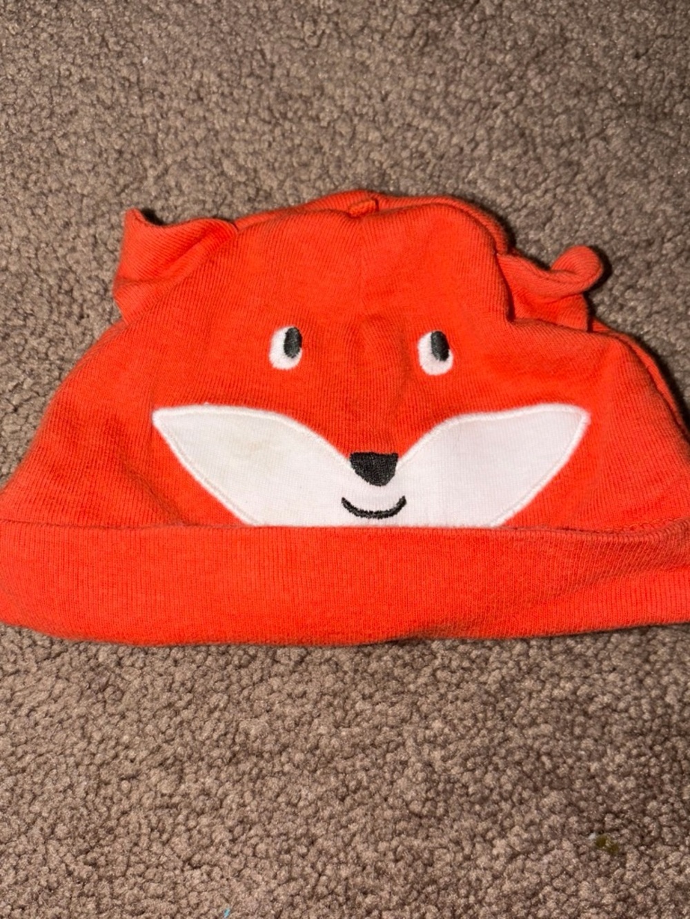 Carter's Orange Fox Knit Beanie with White Face Detail